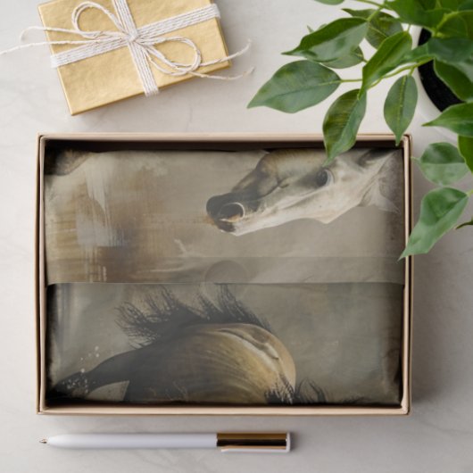 Decoupage Wild Painterly Horses Running Tissuepapier (Geschenk)