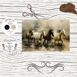 Decoupage Wild Painterly Horses Running Tissuepapier