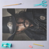 Decoupage Wild West Lawman gekleed in het zwart Tissuepapier (Craft)