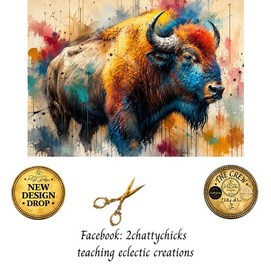 Decoupage Wildfire Bison van Oklahoma  Tissuepapier