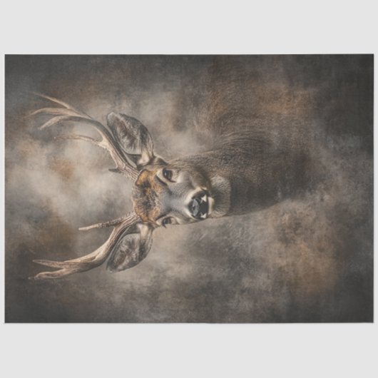 Decoupage Wildlife Deer Portret grote gewei Tissuepapier (Voorkant)