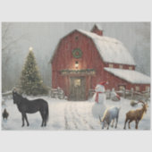 Decoupage Winter Barnyard Kerstmis Bij Debbie's Tissuepapier (Voorkant)