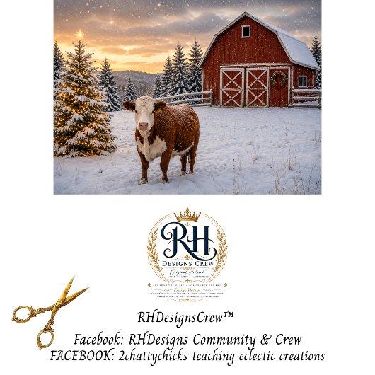 Decoupage Winter Farmhuis Koe Scene Tissuepapier