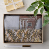 Decoupage Winter Farmhuis Koe Scene Tissuepapier (Geschenk)