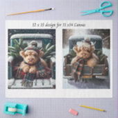 Decoupage Winter Highland Cow 11x14 Canvas Tissuepapier (Craft)