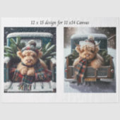 Decoupage Winter Highland Cow 11x14 Canvas Tissuepapier (Voorkant)