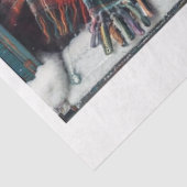 Decoupage Winter Highland Koe 11x14 Canvas Tissuepapier (Detail)