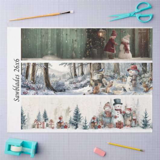 Decoupage Winter Sawblade Set 26x6  Tissuepapier (Craft)