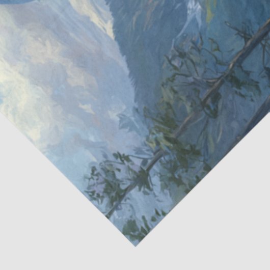 Decoupage Winter Scene Elk Hunting Tissuepapier (Detail)