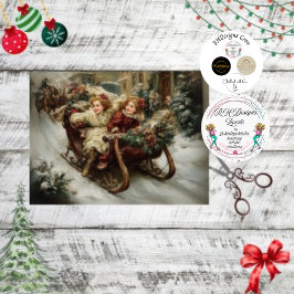 Decoupage Winter Scene Kinderen in Sleight Tissuepapier