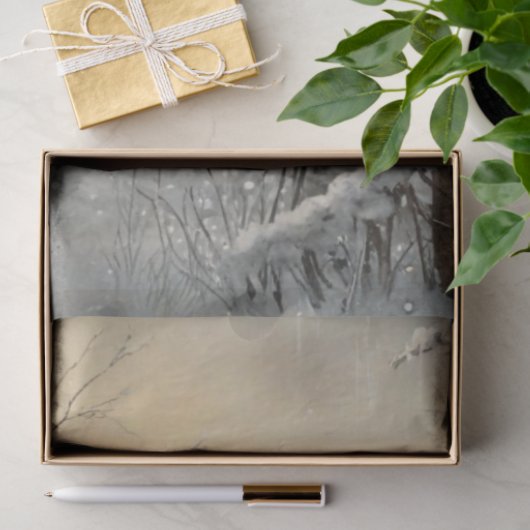 Decoupage Winter Scene Red Barn Cardinal Snow  Tissuepapier (Geschenk)