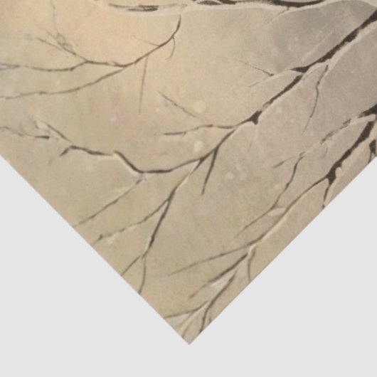 Decoupage Winter Scene Red Barn Cardinal Snow  Tissuepapier (Detail)