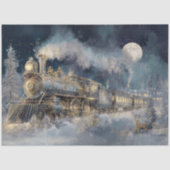 Decoupage Winter Steam Train Engine Christmas Tissuepapier (Voorkant)