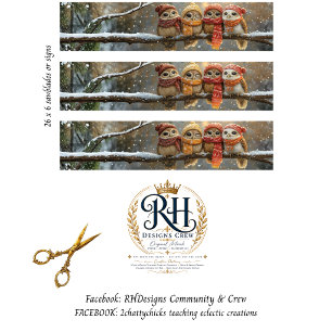Decoupage Winter Uilen Tak Zaagblad Inpakpapier Vel