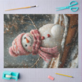 Decoupage Winter Wonderland Snowman op slee Tissuepapier (Craft)