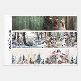 Decoupage Winter Zaagblad Set 26x6  Inpakpapier Vel