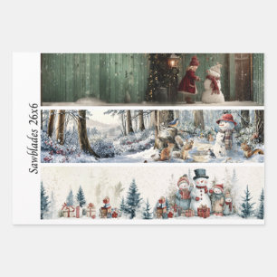 Decoupage Winter Zaagblad Set 26x6  Inpakpapier Vel