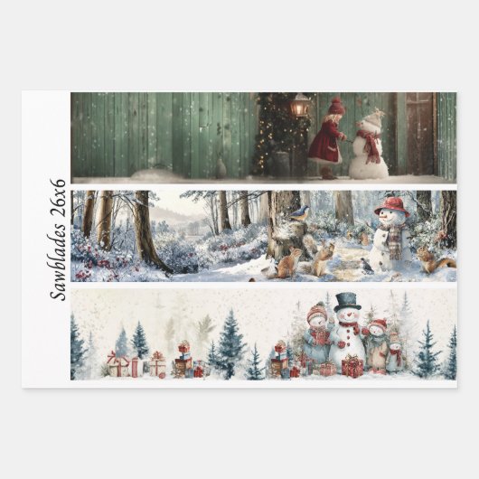 Decoupage Winter Zaagblad Set 26x6 Inpakpapier Vel (Voorkant)