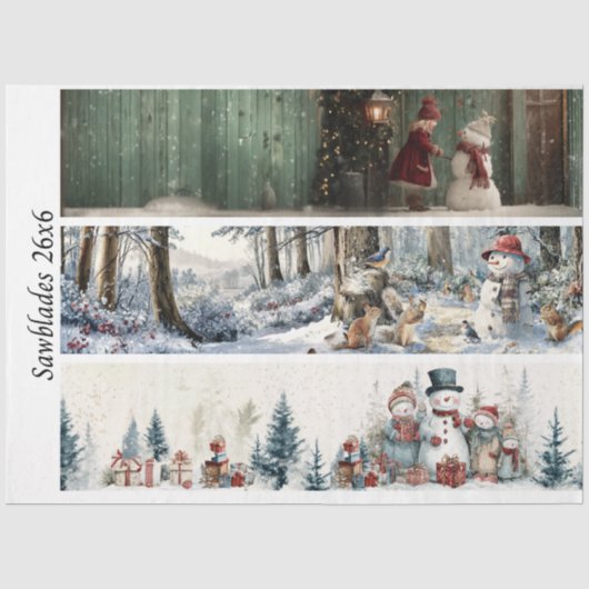 Decoupage Winter Zaagblad Set 26x6 Tissuepapier (Voorkant)