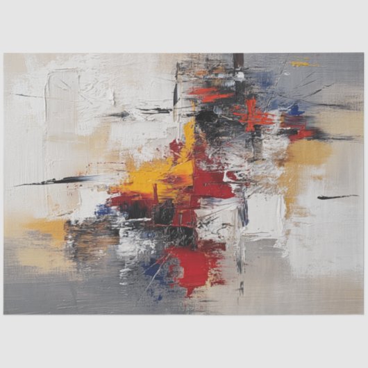 Decoupage Wit, Rood, Zwart, Blauw Grijs Abstract Tissuepapier (Voorkant)