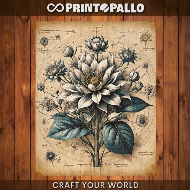 Decoupage - Witte bloem op perkament (Creator heeft geüpload)