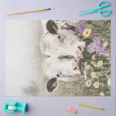 Decoupage Witte Koeien in Field Wildflowers Tissuepapier (Craft)