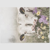 Decoupage Witte Koeien in Field Wildflowers Tissuepapier (Voorkant)