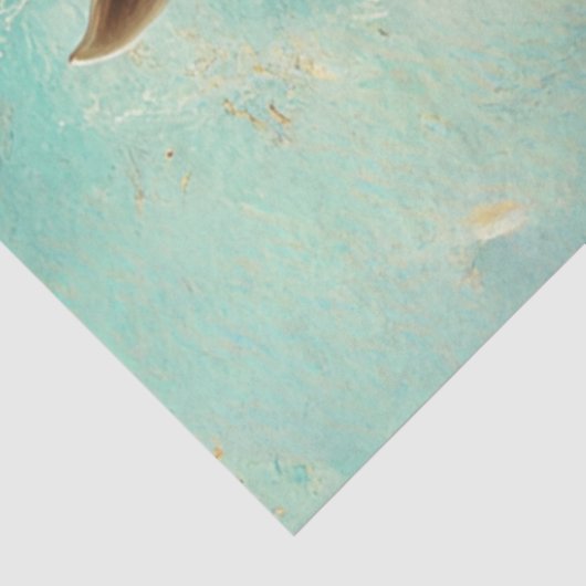 Decoupage Witte Paard Majestueuze Oceaan Scène Tissuepapier (Detail)