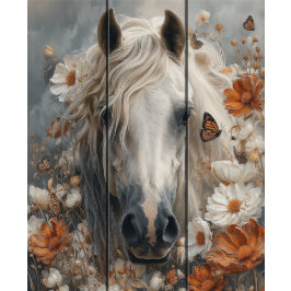 Decoupage Witte Paard Plank Muur Fluisteringen Wei Tissuepapier