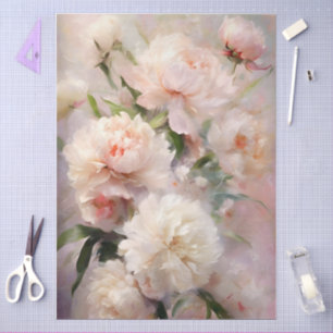 Decoupage Witte & Roze Pioenen Waterverf Art Tissuepapier