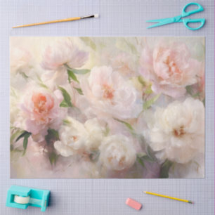 Decoupage Witte & Roze Pioenen Waterverf Schilderi Tissuepapier
