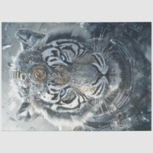 Decoupage Witte Tijger Bewaker van Harmonie Artemi Tissuepapier