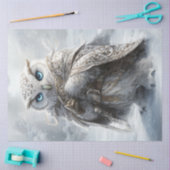 Decoupage witte uil ingewikkelde kleding in sneeuw tissuepapier (Craft)