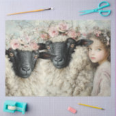 Decoupage Wol & Fluisterende Schaap & Goudsbloem Tissuepapier (Craft)