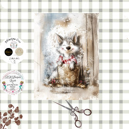 Decoupage Wolf Character Story Book  in Forest Tissuepapier