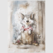 Decoupage Wolf Karakter Verhaalboek in Bos Tissuepapier (Voorkant)