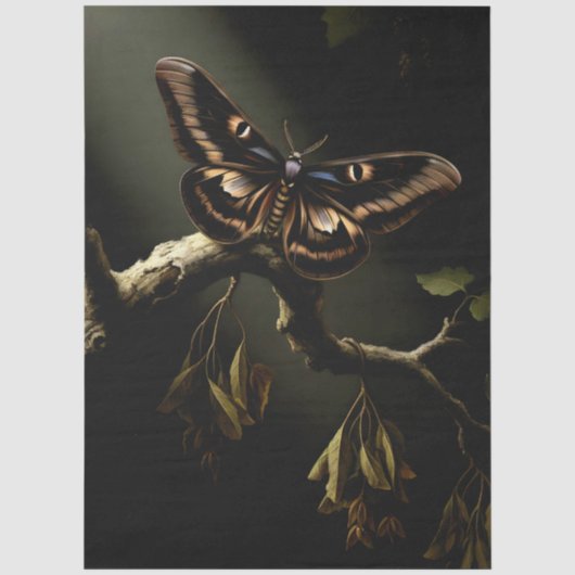 Decoupage Woodland Moth Illustration Tissuepapier (Voorkant)