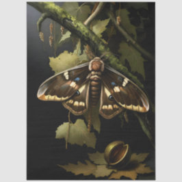 Decoupage Woodland Moth Illustration Tissuepapier