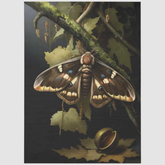 Decoupage Woodland Moth Illustration Tissuepapier (Voorkant)