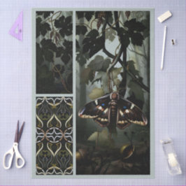 Decoupage Woodland Moth Illustration Tissuepapier
