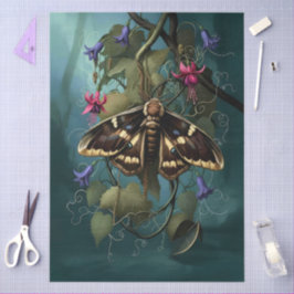 Decoupage Woodland Moth Illustration Tissuepapier