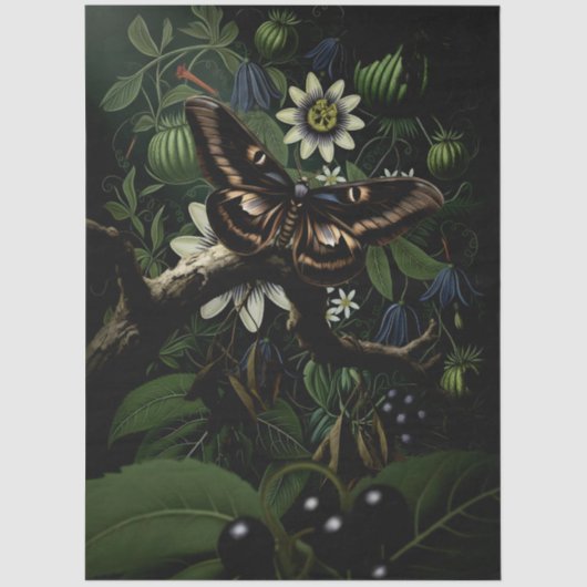 Decoupage Woodland Moth Illustration Tissuepapier (Voorkant)