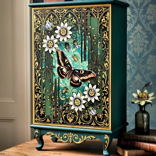 Decoupage Woodland Moth Illustration Tissuepapier