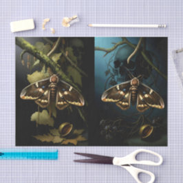 Decoupage Woodland Moth Illustration Tissuepapier