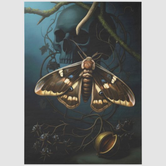 Decoupage Woodland Moth Illustration Tissuepapier (Voorkant)