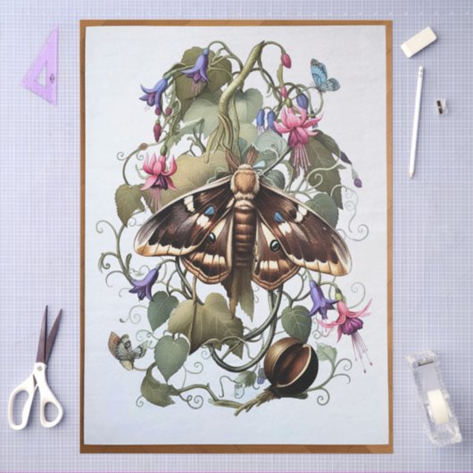 Decoupage Woodland Moth Illustration Tissuepapier (Craft)