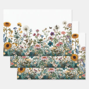 Decoupage Wrapping Landschap Wildflowers Transfer Inpakpapier Vel
