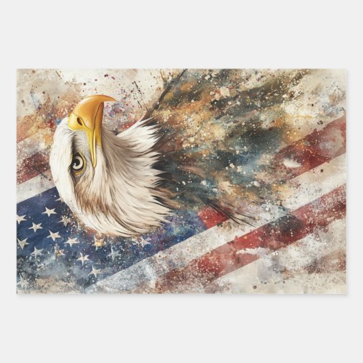 Decoupage Wrapping Paper Amerikaanse vlag adelaar (Voorkant 3)