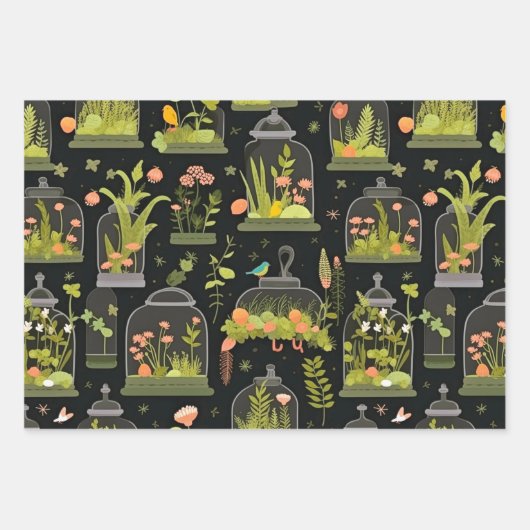 Decoupage Wrapping Paper Terrariums Set van 3 (Voorkant)