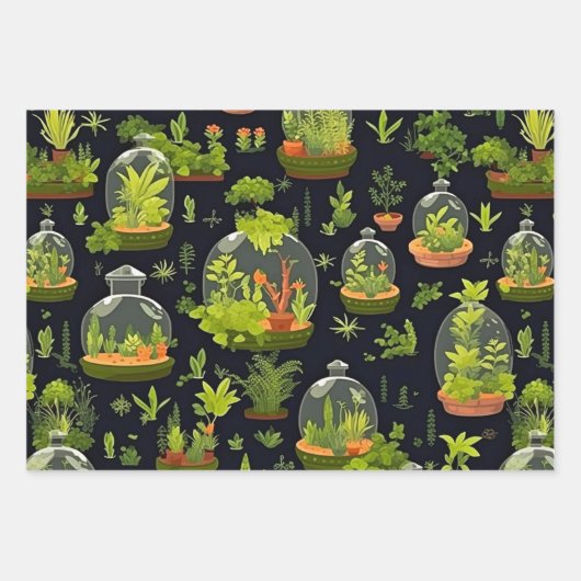 Decoupage Wrapping Paper Terrariums Set van 3 (Voorkant)